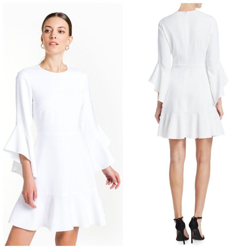ALC White Flounce Sleeve Mini Dress